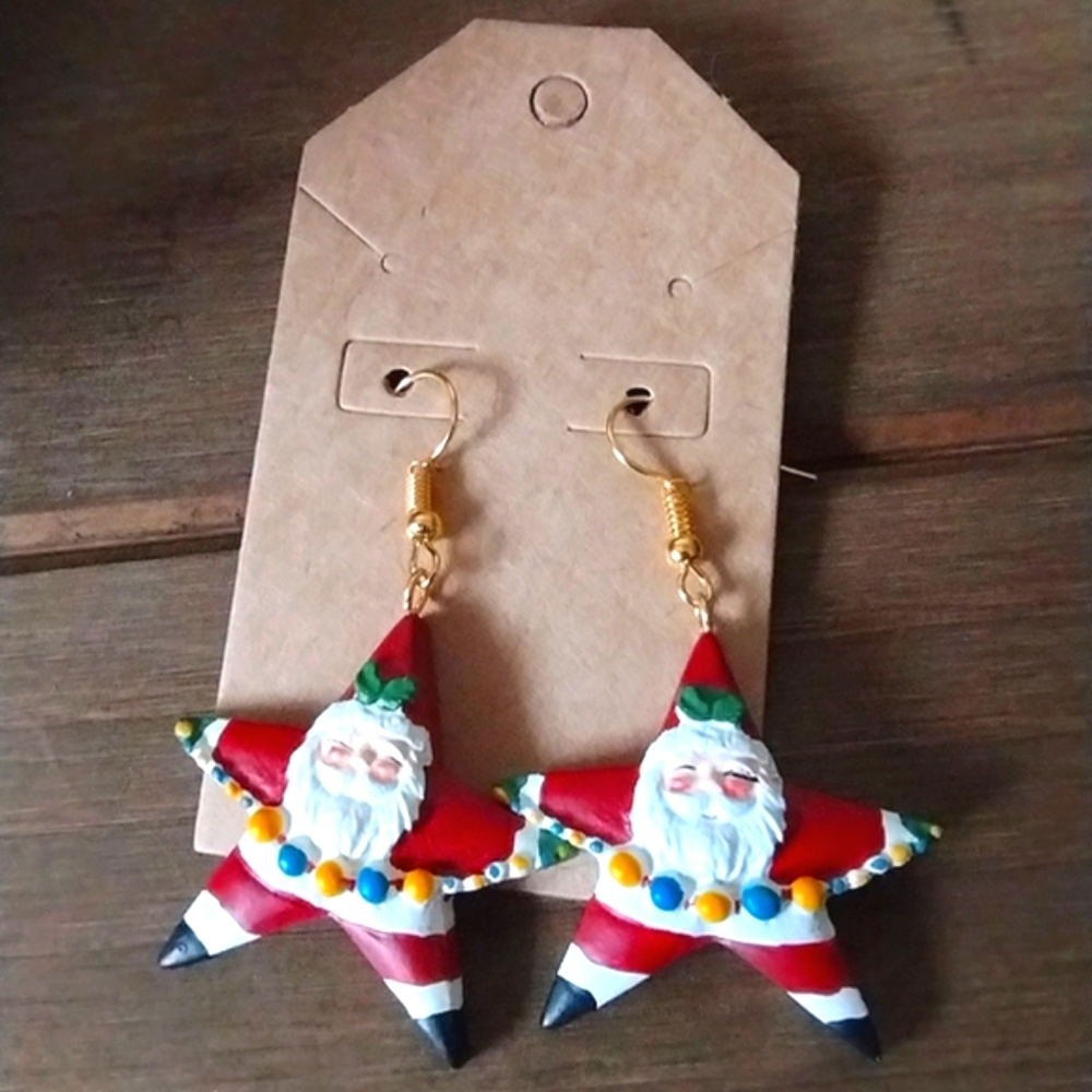 New Christmas Star Shaped Santa Earrings